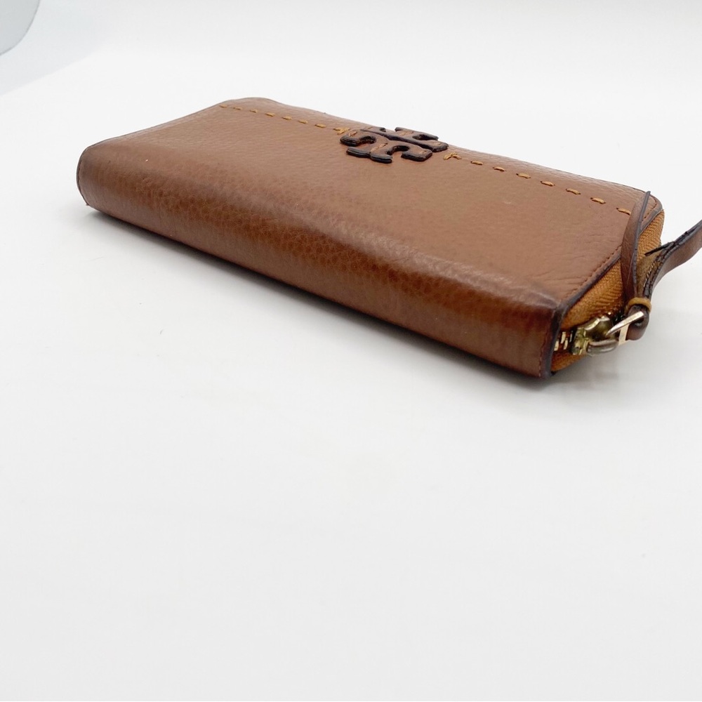 TORY BURCH Long Wallet Leather Caramel Color 7.5” x 4” Soft Leather Sleek - Picture 12 of 12